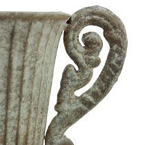 Artikel Deko Pokal Kelch Metall Antik Braun Weiß Ø12cm H26cm Vase Kübel Blumenschmuck