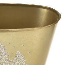 Artikel Dekoschale Metall oval 24×13×12,5cm Gold mit Tannenbaum-Motiv