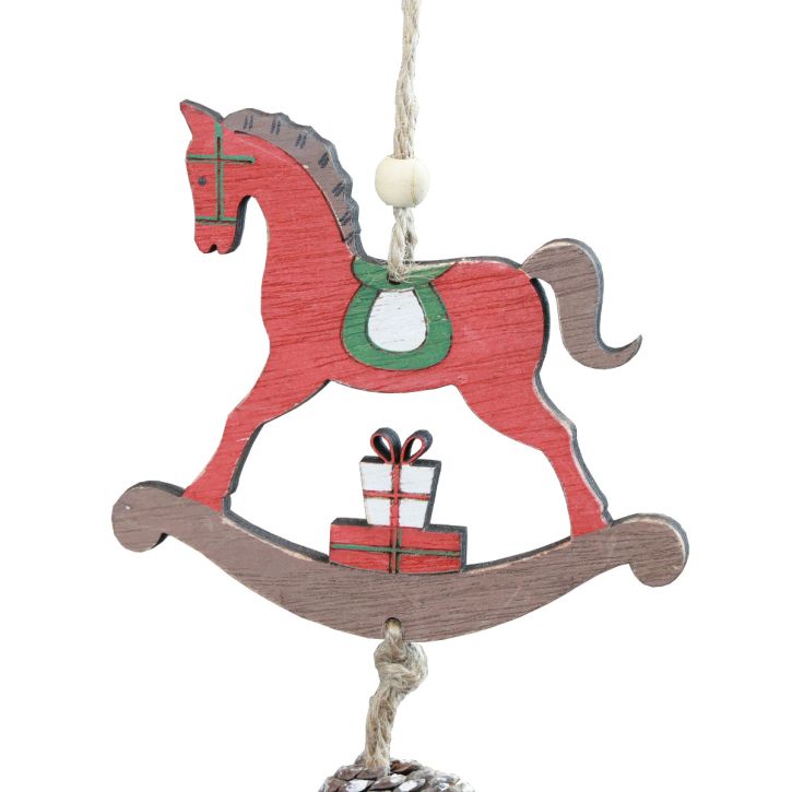 Artikel Deko-Schaukelpferd aus Holz, Rot, 37 cm, 2er-Set, weihnachtliche Hängedeko