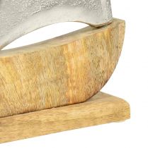 Artikel Deko Schiff Holz Metall Silber Mangoholz 16,5x4x18,5cm