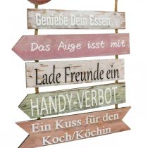 Artikel Deko-Schild Holz Küchenregeln 38 × 49 cm Braun Weiß Grün Rosa
