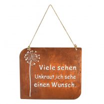 Artikel Deko-Schild Metall Rostoptik mit Pusteblumenmotiv 35×30cm für Außenbereich