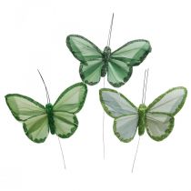 Artikel Deko-Schmetterlinge Grün Federschmetterlinge am Draht 10cm 12 St