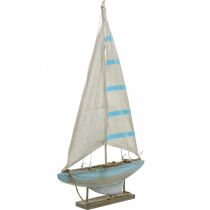 Artikel Deko Segelboot Holz Blau-Weiß Maritime Tischdeko H54,5cm