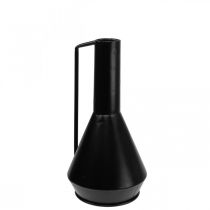 Deko Vase Metall Schwarz Henkel Dekokanne 14cm H28,5cm