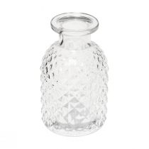 Artikel Deko Vasen Mini Glas Klar Retro Raute Ø5,5cm H9cm 6 St