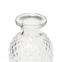 Artikel Deko Vasen Mini Glas Klar Retro Raute Ø5,5cm H9cm 6 St