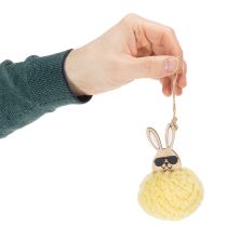 Artikel Hasen Ostern Deko zum Hängen Puschelhase Gelb Ø7cm 6St