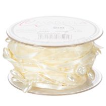 Artikel Dekoband Creme mit Herzen und Perlen 10mm x 5m Polyester Polystyrol