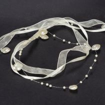 Artikel Dekoband Creme mit Herzen und Perlen 10mm x 5m Polyester Polystyrol