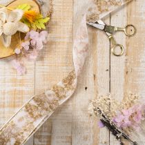 Artikel Geschenkband aus Polyester mit Pflanzenmotiven 40 mm x 20 m Creme Gold