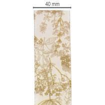 Artikel Geschenkband aus Polyester mit Pflanzenmotiven 40 mm x 20 m Creme Gold