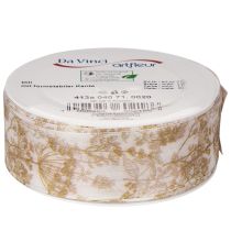 Artikel Geschenkband aus Polyester mit Pflanzenmotiven 40 mm x 20 m Creme Gold