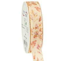 Artikel Dekoband Herbst Deko Stoffband Beige Altrosa 25mm 20m