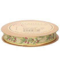 Artikel Geschenkband Polyester Olivenzweig 1,5 cm x 15 m Grün-Rot