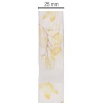 Artikel Dekoband Organzaband mit Blätterzweig-Motiv 25 mm x 20 m Weiß Gelb
