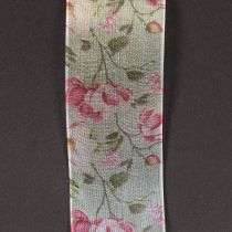 Artikel Geschenkband aus Polyester mit Blumenmuster 15 m x 4 cm Rosa/Weiß