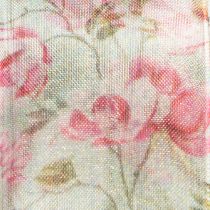 Artikel Geschenkband aus Polyester mit Blumenmuster 15 m x 4 cm Rosa/Weiß