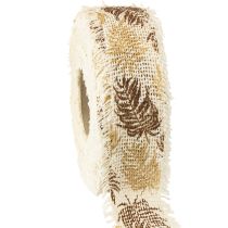 Artikel Dekoband mit Fransen aus Baumwolle und Blättermotiv Braun Beige