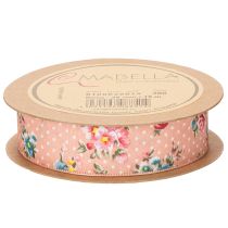 Artikel Geschenkband Polyester Blumenmuster Rosa 2,5 cm x 15 m für Dekoration und Basteln