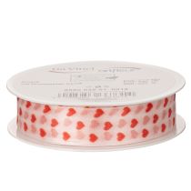 Artikel Geschenkband Polyester Herzen Weiß Rot 2,5 cm x 15 m für Geschenkverpackungen