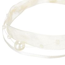 Artikel Dekoband mit Perlen Creme 20 mm x 5 m für Tisch- und Blumendekoration