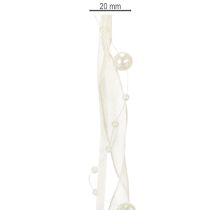 Artikel Dekoband mit Perlen Creme 20 mm x 5 m für Tisch- und Blumendekoration