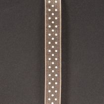 Artikel Geschenkband aus Polyester, 1,5 cm breit, 20 m, braun mit weißen Punkten