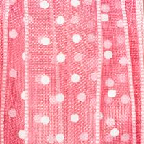 Artikel Geschenkband Polyester Rosa mit Punkten 1,5 cm x 20 m für Geschenkverpackung und Deko