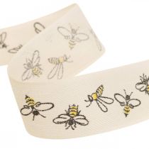 Dekoband Bienen Creme Schleifenband 25mm 18m