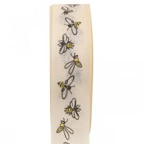 Dekoband Bienen Creme Schleifenband 25mm 18m