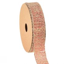 Artikel Dekoband Juteband zum Dekorieren Natur Rot 25mm 10m