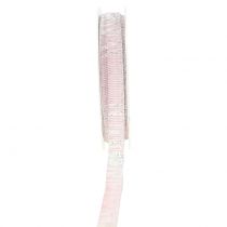 Dekoband Rosa mit Silber Lurex drahtverstärkt 10mm 20m