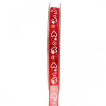 Dekoband Rot mit Herzen 10mm 20m