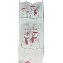Artikel Geschenkband Weihnachten Schneemann Winter Rot Weiß 40mm 15m