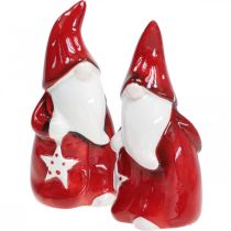 Artikel Weihnachtsmann Figur Nikolaus Rot, Weiß Keramik H13,5cm 2St