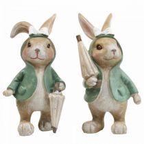 Dekofiguren Deko Hase mit Regenschirm H10,5cm 4St