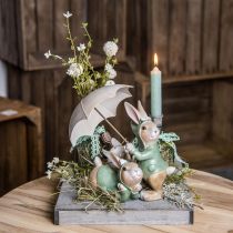 Dekofiguren Hasenpaar Deko Hasen mit Regenschirm H22cm