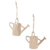 Artikel Dekohänger Gießkannen Holz 8cm Grün Weiß Blume 12 Stück
