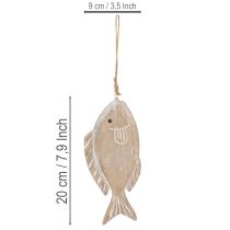 Artikel Dekohänger Holzfisch 21 cm Weiß Natur 2 Stück für Wohnraum