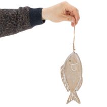 Artikel Dekohänger Holzfisch 21 cm Weiß Natur 2 Stück für Wohnraum