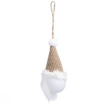 Artikel Dekohänger Weihnachtswichtel Weiß und Braun H11cm 3er-Set aus Kunststoff, Holz und Textil
