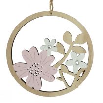 Artikel Dekohänger Holz Blumen Natur Weiß Lila Glitter Ø12cm 6 St