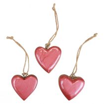 Artikel Dekohänger Holz Holzherzen Deko Pink Glänzend 6cm 8 St