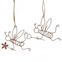 Dekohänger Metall Bienen Deko Anhänger Rost 9x6,5cm 6St