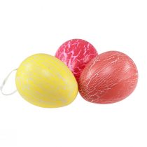Artikel Dekohänger Ostereier Kunststoff Krakelee Ø8,5cm Gelb/Pink/Rot 3 Stk