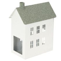 Artikel Dekohaus aus Metall in Hausform mit Fenstern und Schornstein, 22 cm, Weiß