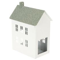 Artikel Dekohaus aus Metall in Hausform mit Fenstern und Schornstein, 22 cm, Weiß