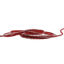 Artikel Dekokordel Lederband Rot mit Nietenbesatz 3mm 15m