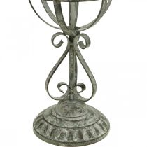 Dekoobjekt, Kranzhalter, Metalldeko Grau, Braun, Weiß Shabby Chic H62,5cm Ø16cm